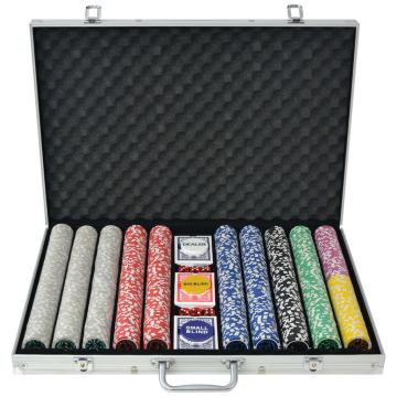 Set de poker cu 1000 de jetoane cu laser