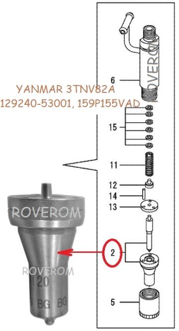 Duze injector Yanmar 3TNV82A, Takeuchi TB125, Komatsu 3D82AE