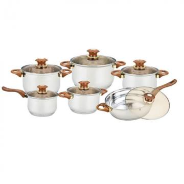 Set de oale din inox cu capac din sticla 12 piese Grunberg