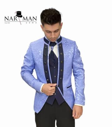 Costum guler tunica-bleu-ciel 4 piese - CTB74 de la Narman - Tuxedo