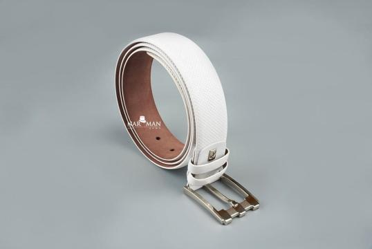 Curea piele, culoare alb, CUP06