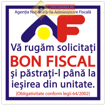 Indicatoare pentru bon fiscal