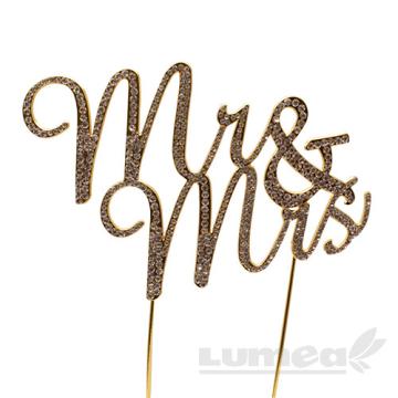 Figurine cake topper Mr & Mrs - stras auriu