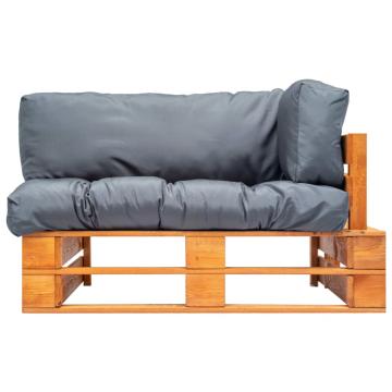 Canapea de gradina din paleti cu perne gri, lemn pin