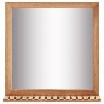 Oglinda de baie, 60 x 12 x 62 cm, lemn masiv de nuc