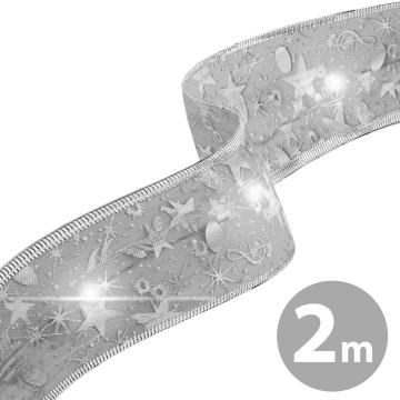 Panglica LED de Craciun - argintie - 2 m x 5 cm - 2 x AA de la Rykdom Trade Srl