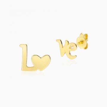 Cercei argint 925 placat aur galben 24k Love de la Hanny
