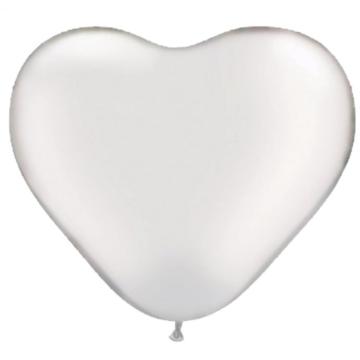 Set 25 baloane latex inima alba 28 cm