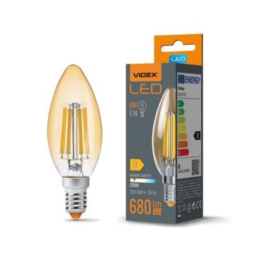 Bec LED filament - Videx - 6W - E14 - C35 - Amber de la Casa Cu Bec Srl