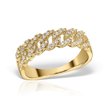 Inel Cuban Linked Ring placat cu aur galben, zirconiu de la Atelier Lolit Srl