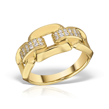 Inel Cuban Statement Ring placat cu aur galben, zirconiu de la Atelier Lolit Srl