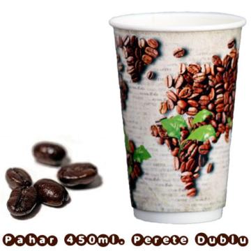 Pahare de carton cu perete dublu-450 ml (16 oz) coffee world