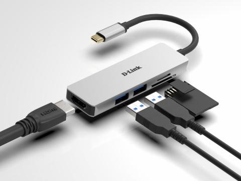 Cititor card D-Link 5-in-1 USB-C Hub HDMI and SD/microSD de la Etoc Online