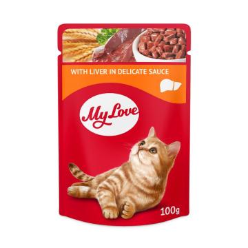 Hrana plic pisica cu pui & ficat in sos 100g - MyLove de la Club4Paws Srl