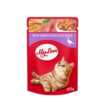 Plic hrana pisica curcan/ficat in sos 100gr - Miau!