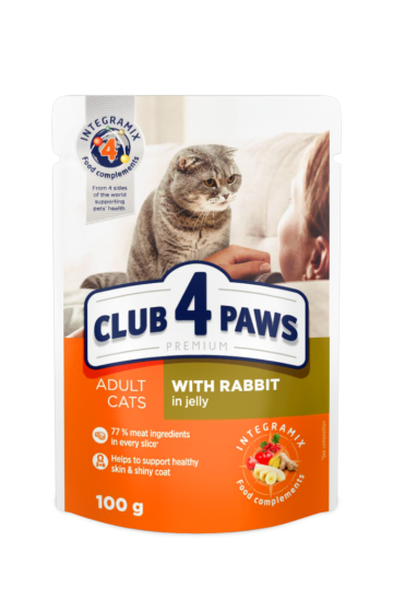 Hrana plic pisica cu iepure in aspic 100g - Club 4 Paws