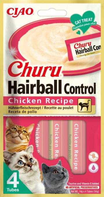 Hrana Churu pentru pisici Hairball Control reteta de pui