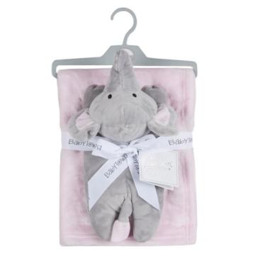 Set cadou bebe cu jucarie de plus elefantel si paturica roz de la Krbaby.ro - Cadouri Bebelusi