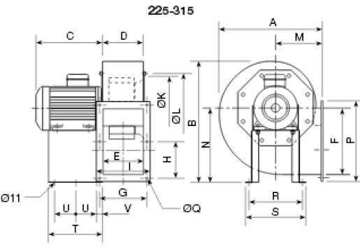 Ventilator centrifugal 400 grd CHMT/4- 315/130-2,2 de la Ventdepot Srl