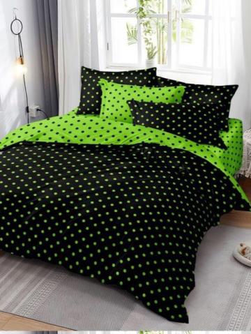 Lenjerie de pat 7 piese / negru-verde-buline
