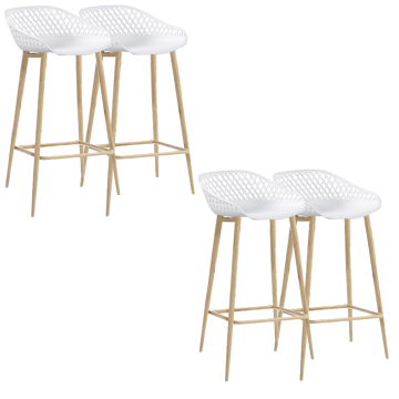 Set 4 scaune de bar albe polipropilena Raki Toyama de la Kalina Textile SRL