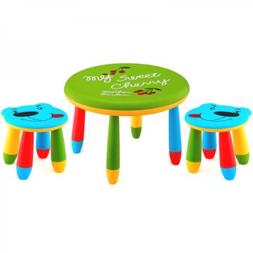 Set mobilier copii Raki, plastic, masa rotunda Slante de la Kalina Textile SRL
