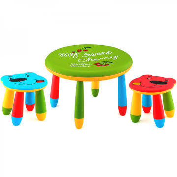 Set mobilier copii Raki, plastic, masa rotunda Slante de la Kalina Textile SRL