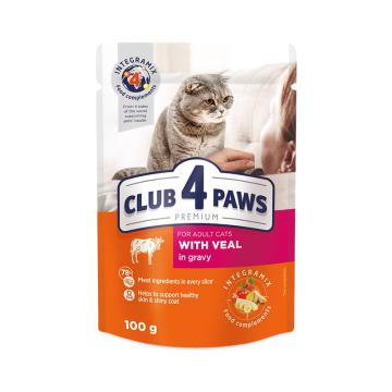 Plic hrana umeda pisica vita in sos 100g - Club 4 Paws