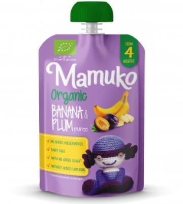 Piure de banane si prune bio 100g Mamuko