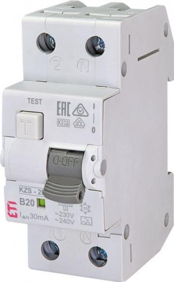 Siguranta automata diferentiala RCBO 20A,1+N A, Curba B