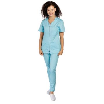 Costum medical menta cu bluza cu fermoar cambrata de la Doctor In Uniforma Srl