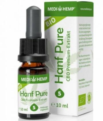 Extract de canepa Hemp Pure 5% CBD bio, 10ml, Medihemp de la Supermarket Pentru Tine Srl