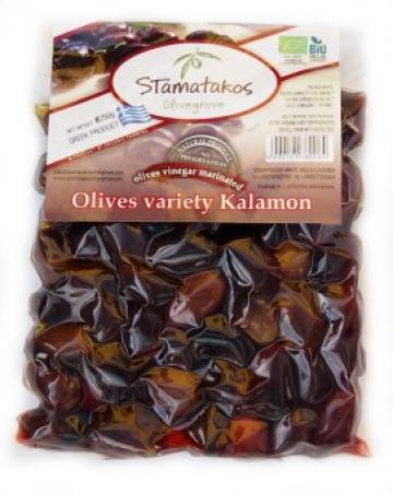 Masline Kalamata vidate marinate in otet bio 250g Stamatakos