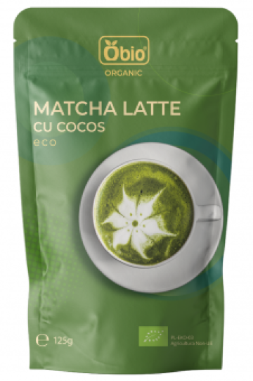 Bautura Matcha latte cu cocos bio 125g Obio de la Supermarket Pentru Tine Srl