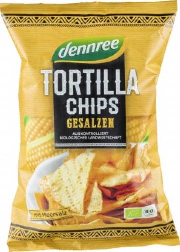 Chips Tortilla cu sare bio 125g Dennree