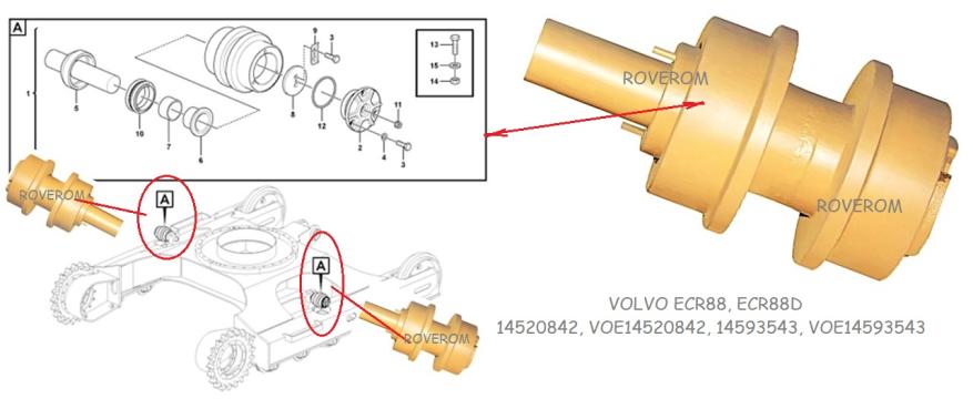 Rola superioara (sustinere) Volvo ECR88, ECR88D de la Roverom Srl