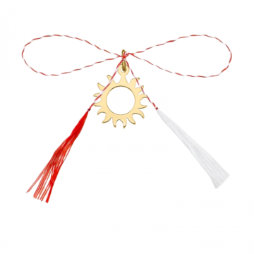 Pandantiv martisor din argint aurit, soare decupat