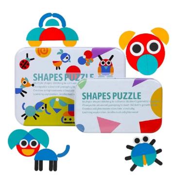 Puzzle cu forme logice, jucarie din lemn Montessori de la Leziter Kft.
