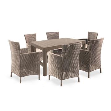 Set de mobilier de gradina Liowa 6+1 in culoarea cappuccino