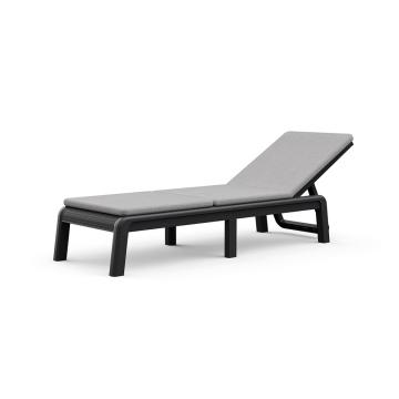 Sezlong Mallorca din plastic cu perna, grafit-gri deschis