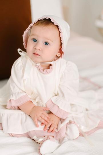 Set botez fete 3 piese - Petite Coeur - ivoire de la Andreeatex