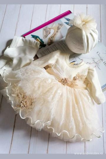 Rochita botez Miss Coco - bej (maneca lunga) de la Andreeatex