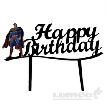 Figurine acrylic tort Superman Happy Birthday - Lumea de la Lumea Basmelor International Srl