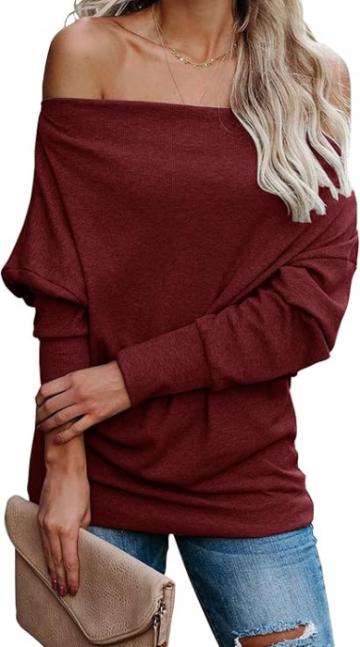 Bluza larga pentru femei, pulover fin, lasata peste umeri de la Molifag Srl