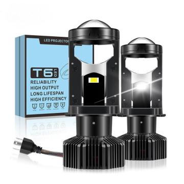 Set 2 becuri H4 LED cu lupa, Canbus, 16000LM, 80W, 6000K