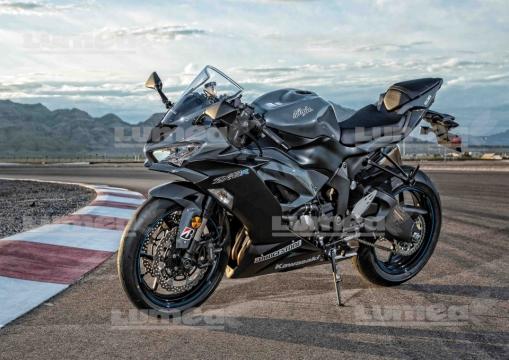 Imagine comestibila tort din zahar motocicleta gri Ninja