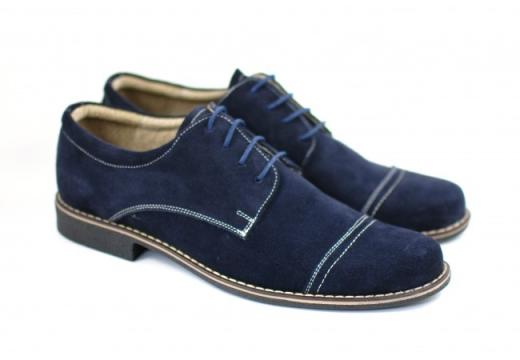 Pantofi barbati piele naturala velur bleumarin