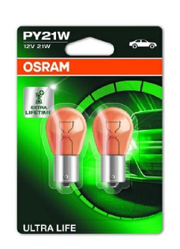 Set 2 becuri 12V PY21W Ultra Life blister Osram de la Auto Care Store Srl