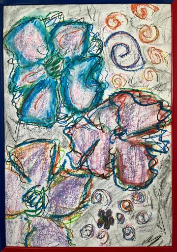 Tablou Original Drawing of Abstract Naive Flowers