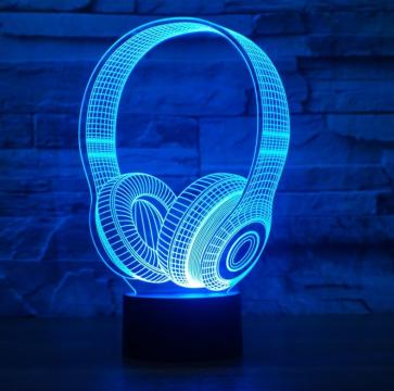Lampa de veghe 3D casti muzica, 8 culori diferite